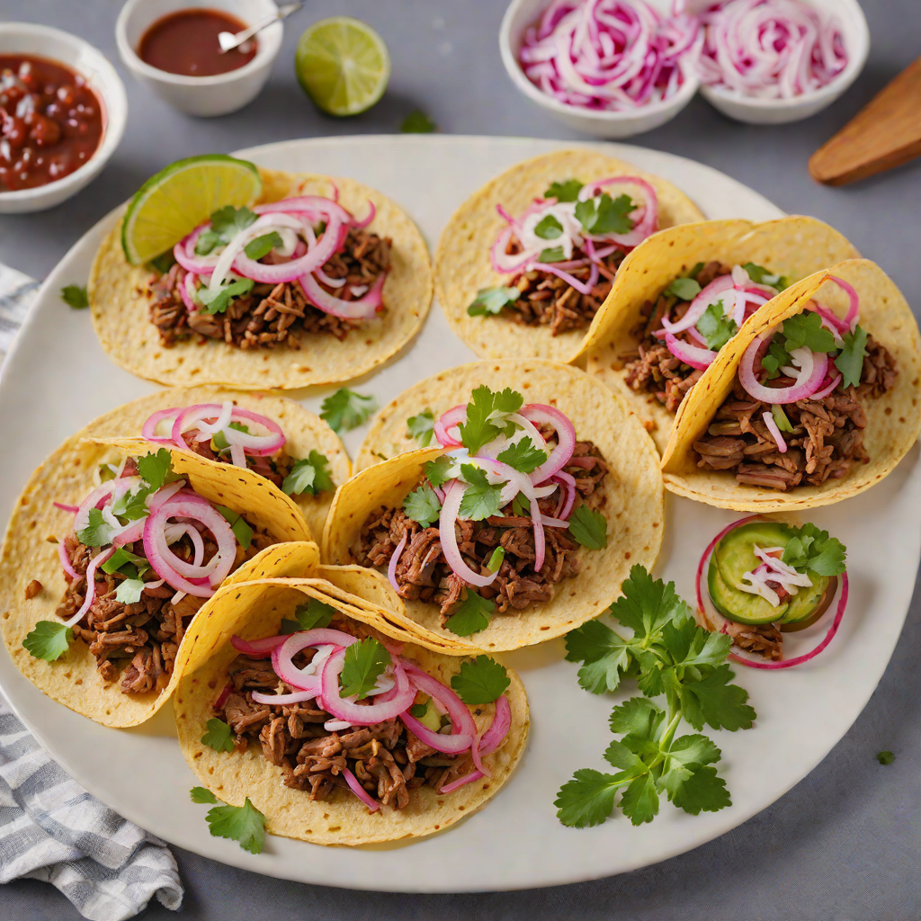 Street-Style Tacos with Spiced Beef and Pickled Red Onions