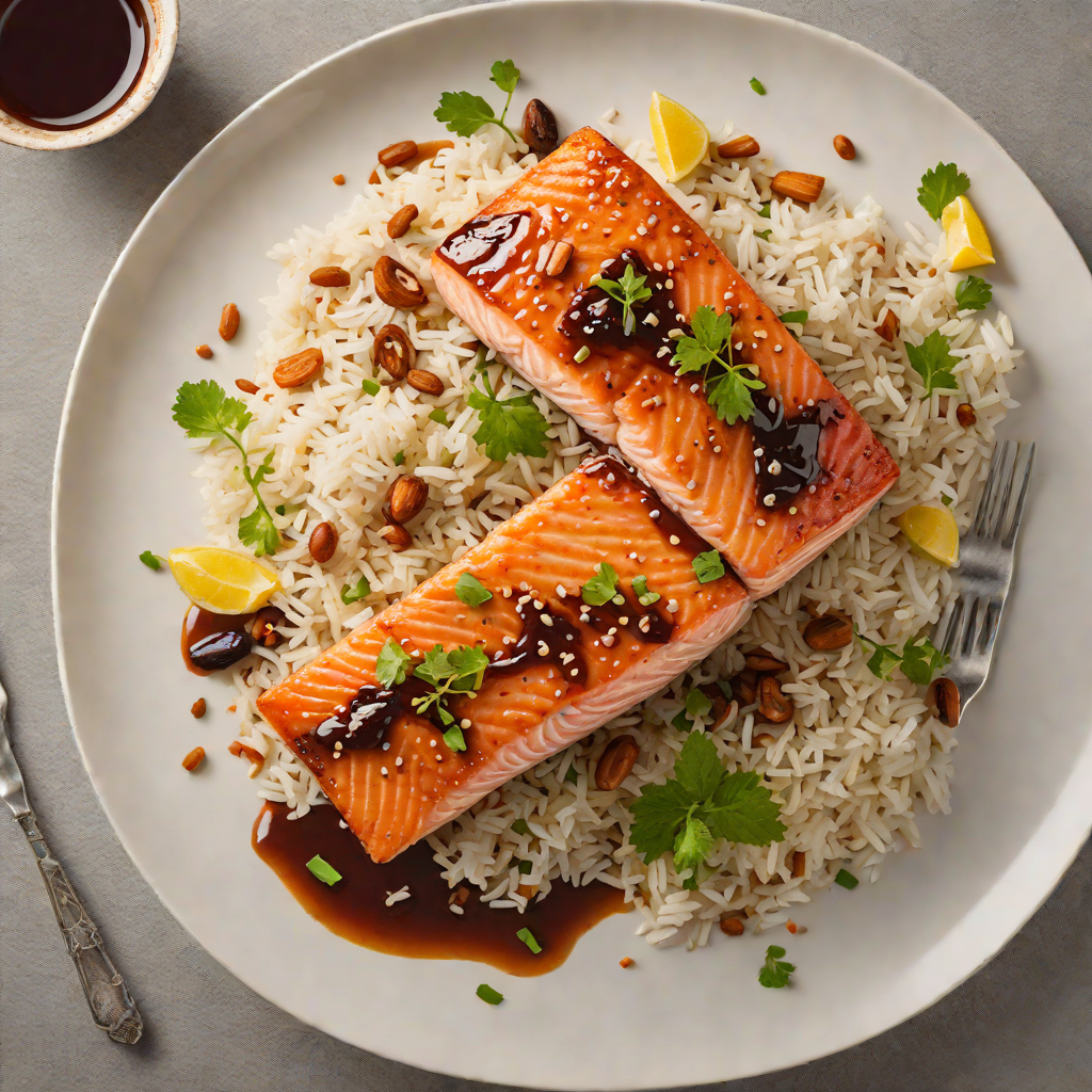 Pan-Seared Salmon with Tamarind Glaze and Coconut Rice