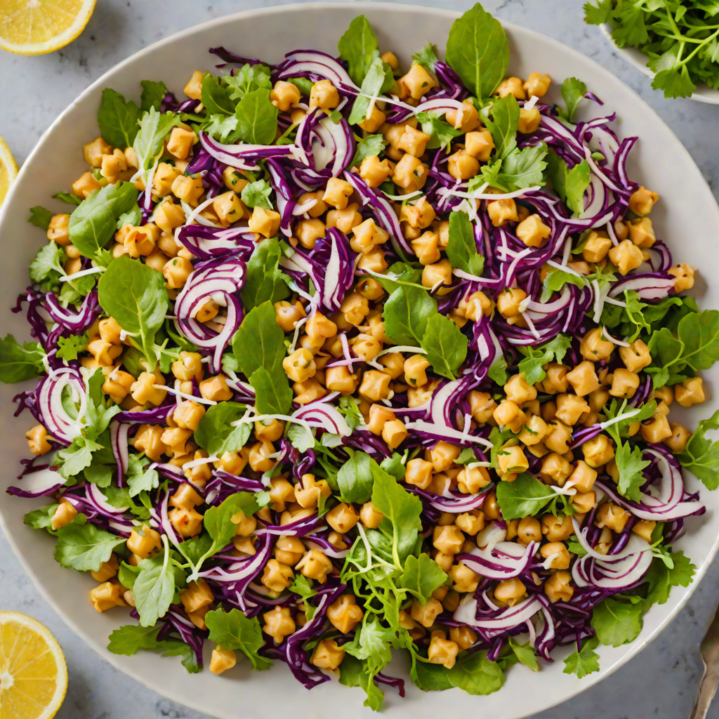 Chickpea and Red Cabbage Salad with Lemon-Tahini Dressing