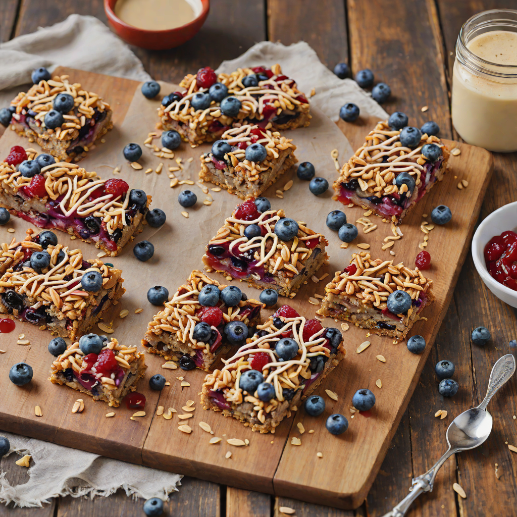 Baked berry Oat Bars with Almond Butter Drizzle