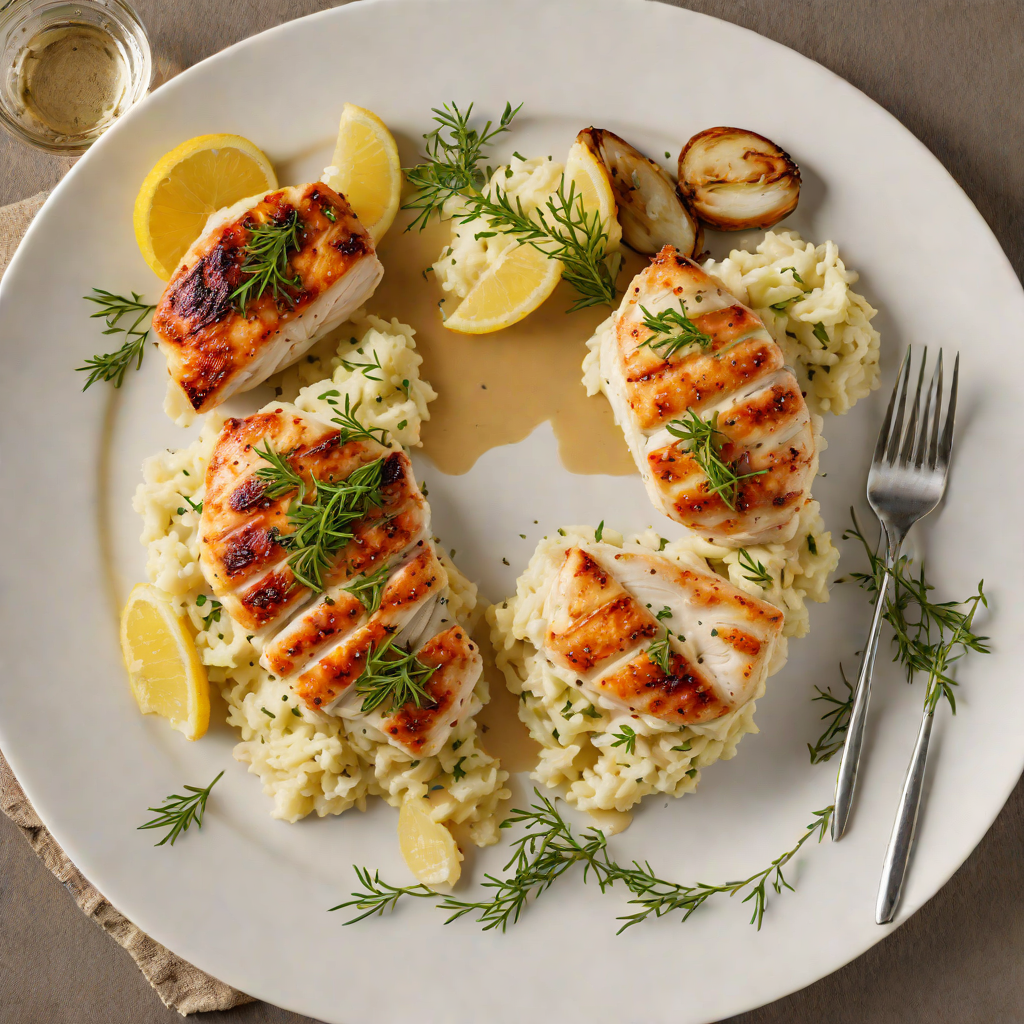 Pan-Seared Lemon Thyme Chicken with Roasted Garlic Mashed Potatoes