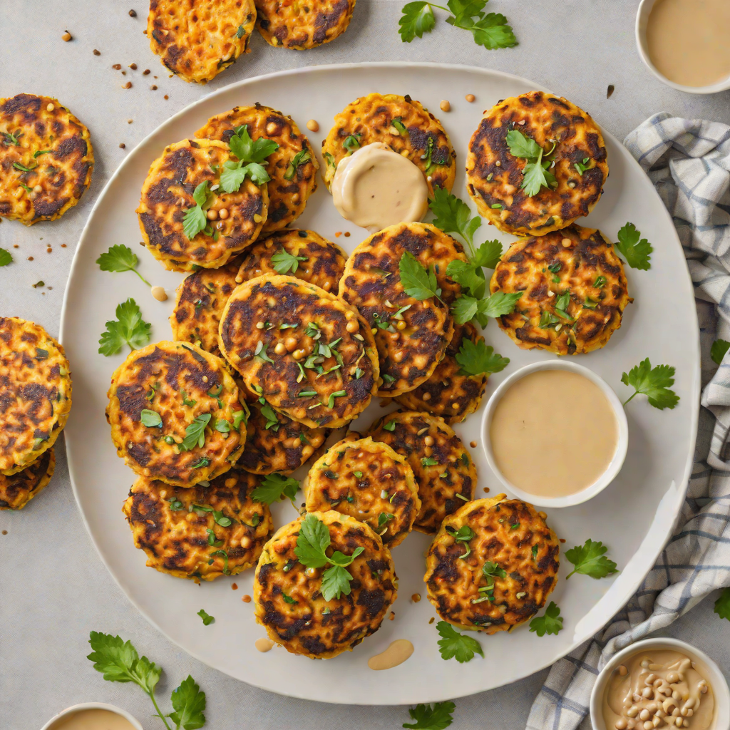 Air Fryer Chickpea and Sweet Potato Patties with Tahini Sauce