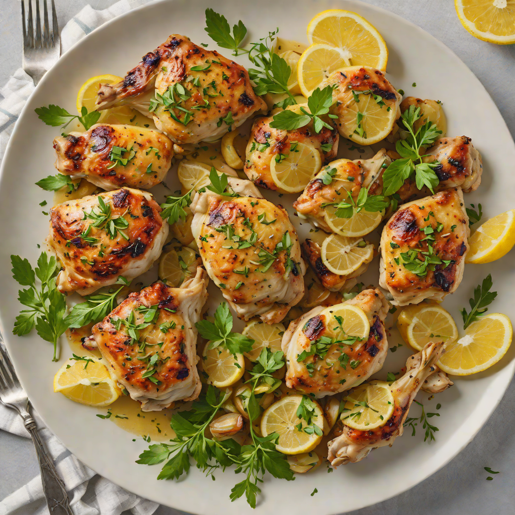 Sautéed Greek Lemon Chicken Thighs with Garlic and Herbs