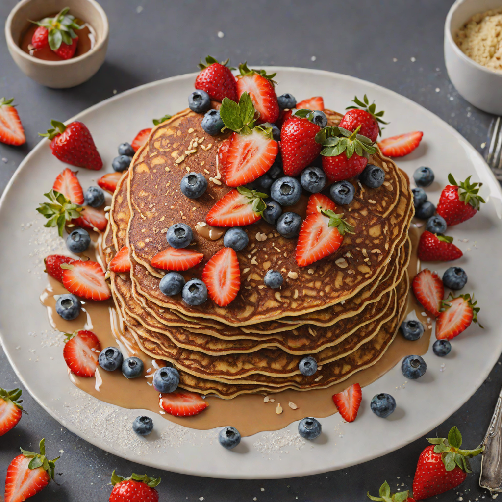 Patriotic Blue Cornmeal Pancakes with Maple-Glazed Strawberries