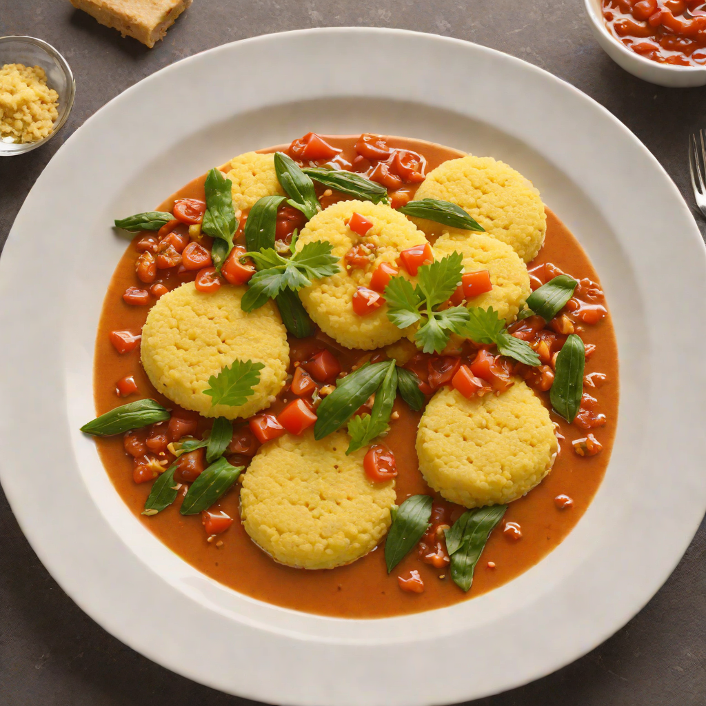 Cornmeal Fufu with Okra and Tomato Sauce