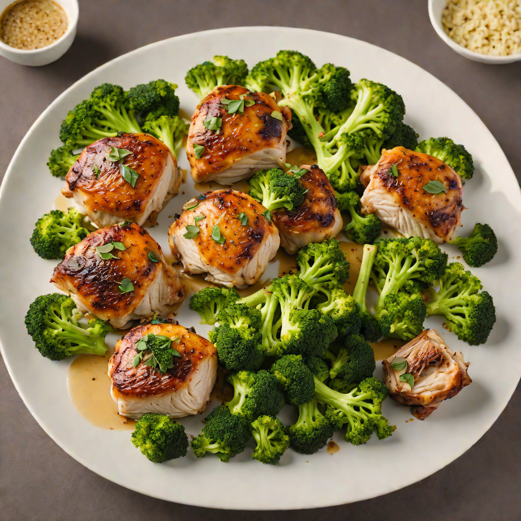 Baked Herb-Rubbed Chicken Thighs with Roasted Garlic Broccoli