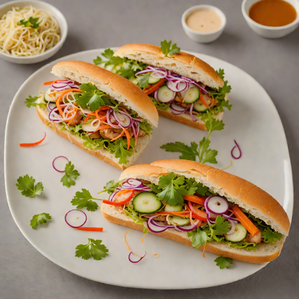 Pan-Fried Banh Mi Sandwich with Pickled Vegetables and Spicy Mayo