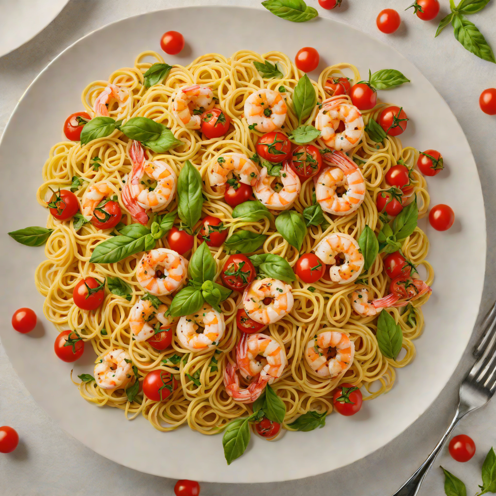 Lemon-Basil Shrimp Pasta with Garlic and Cherry Tomatoes
