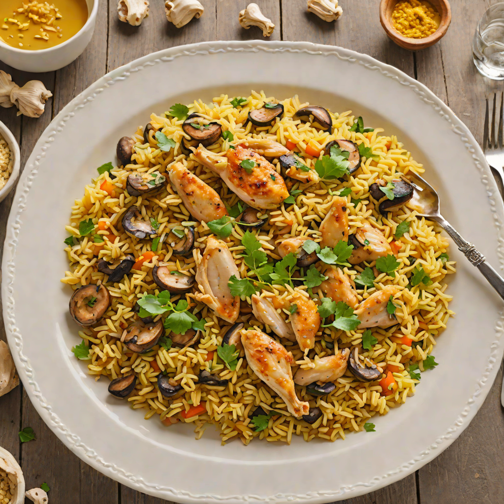 One-Pot Chicken and Mushroom Pilaf with Saffron