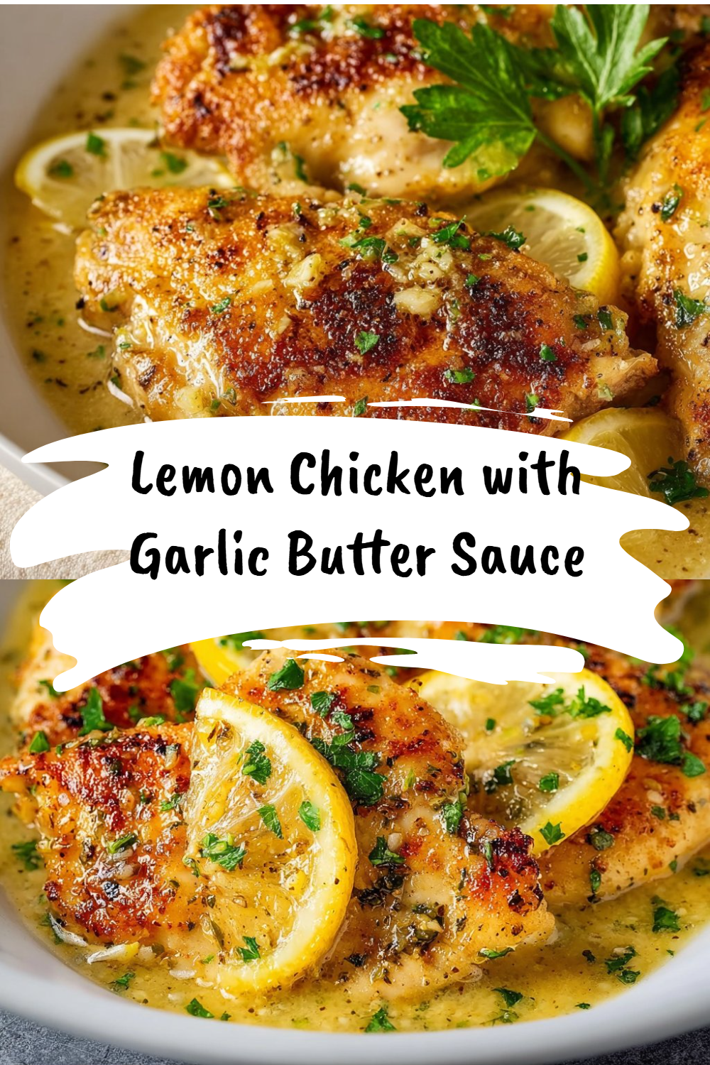 Baked Lemon-Herb Chicken with Garlic Butter Sauce