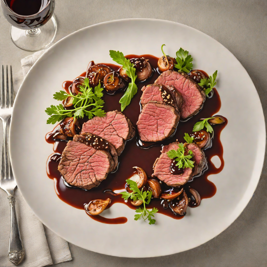 Pan-Seared Beef with Sautéed Shallots and Red Wine Reduction