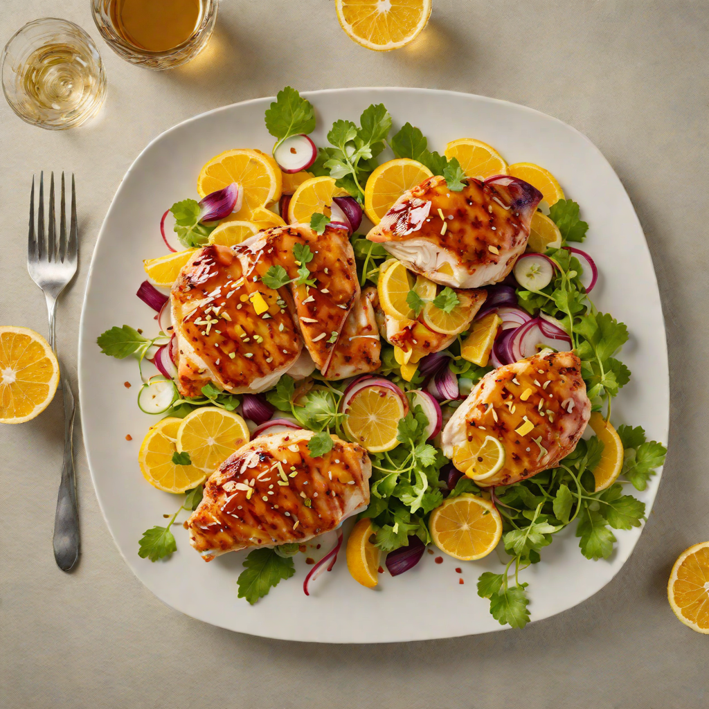 Pan-Seared Chicken with Honey-Garlic Glaze and Citrus Salad