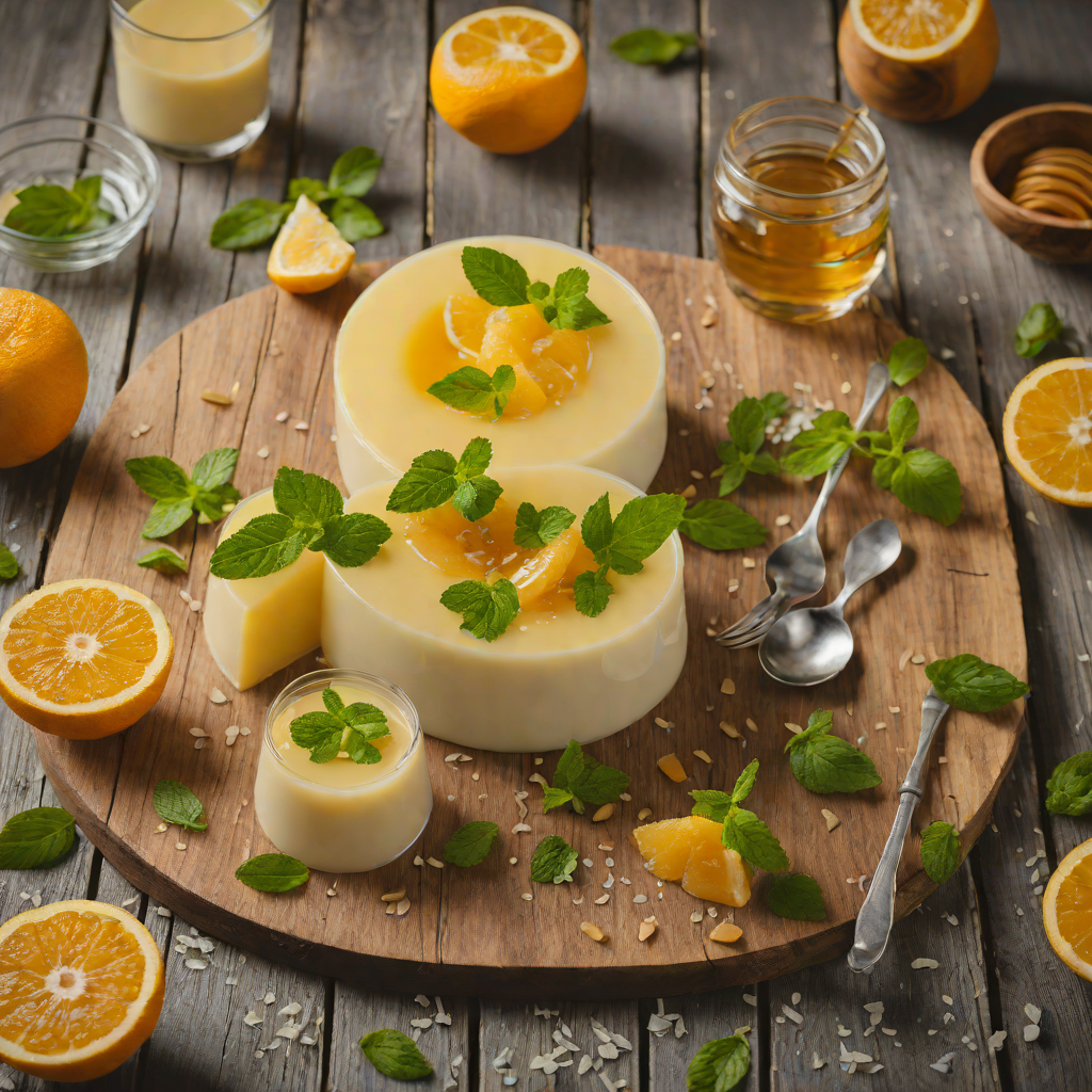 Glazed Citrus Panna Cotta with Honey and Mint