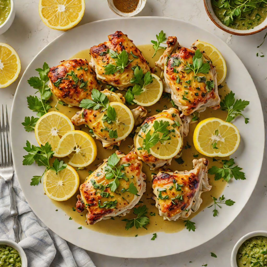 Baked Lemon-Garlic Chicken Thighs with Herb Sauce