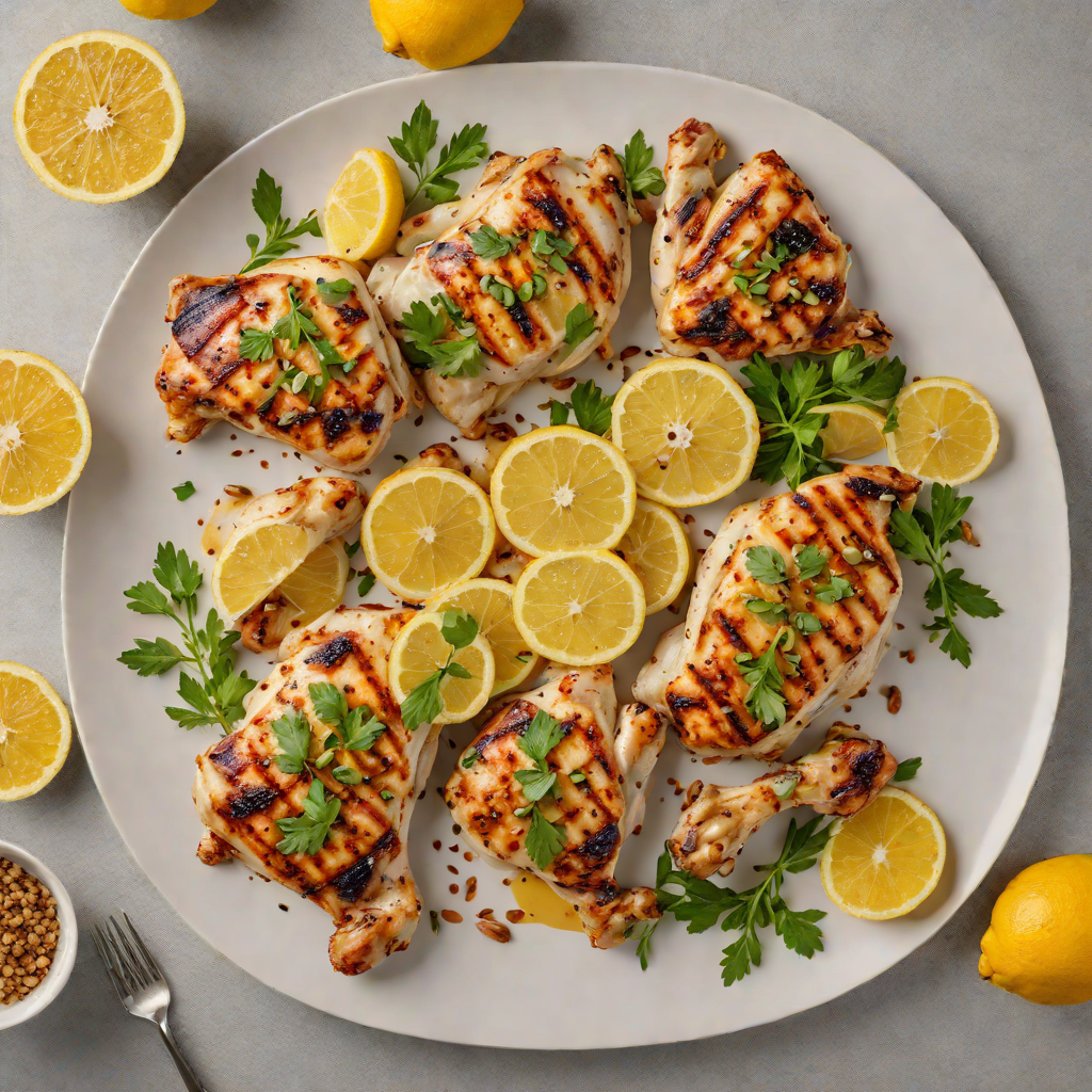 Grilled Lemon-Pepper Chicken with Roasted Garlic Sauce