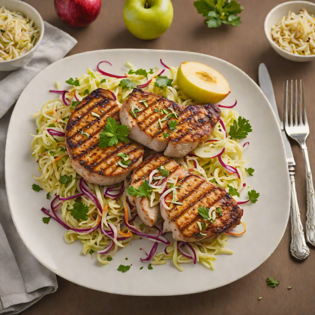 Pan-Roasted Pork Chops with Apple-Cabbage Slaw