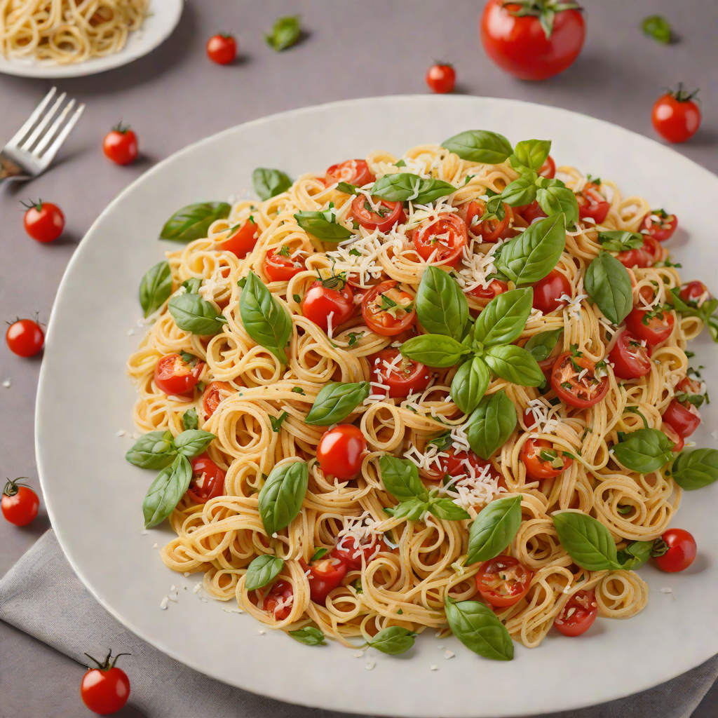 Tomato-Basil Pasta with Roasted Garlic and Parmesan