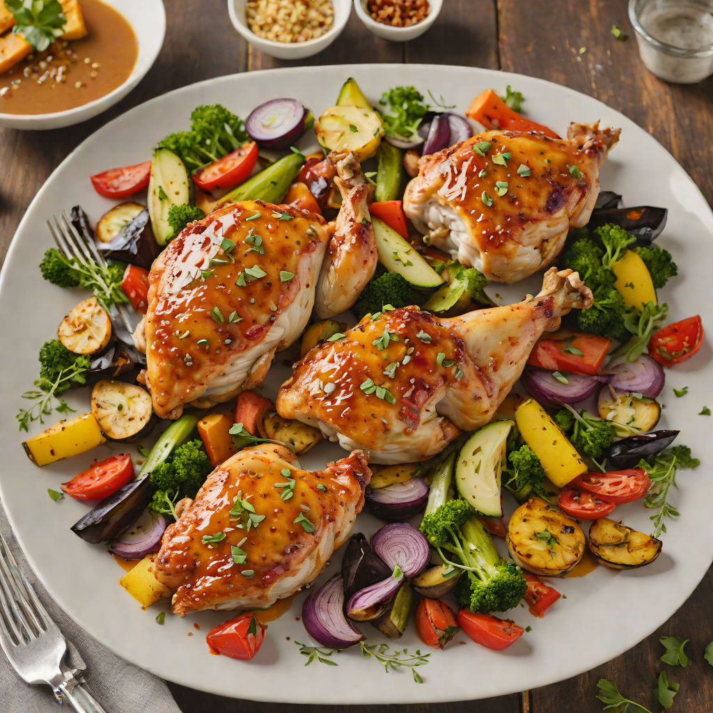 Sheet Pan Spicy Honey-Glazed Chicken with Roasted Vegetables