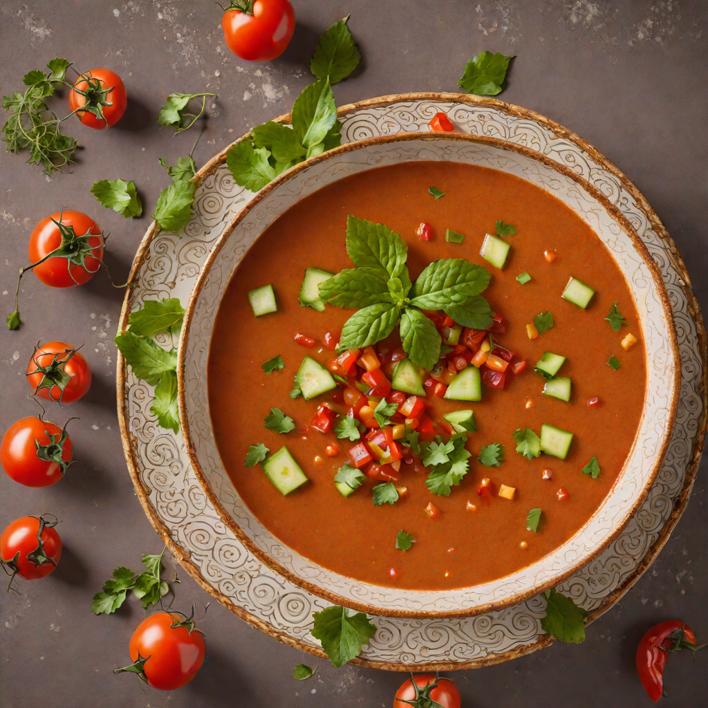Spiced Tomato Gazpacho with Cucumber and Red Pepper