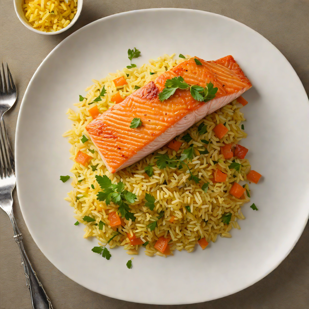 Pan-Seared Salmon with Saffron-Infused Coconut Rice
