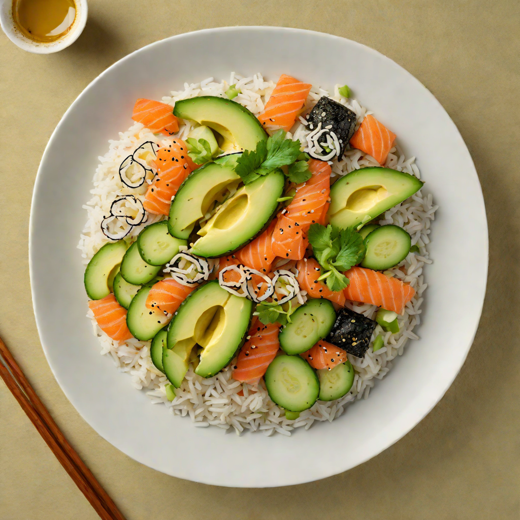 Sushi-Inspired Avocado and Cucumber Rice Bowl