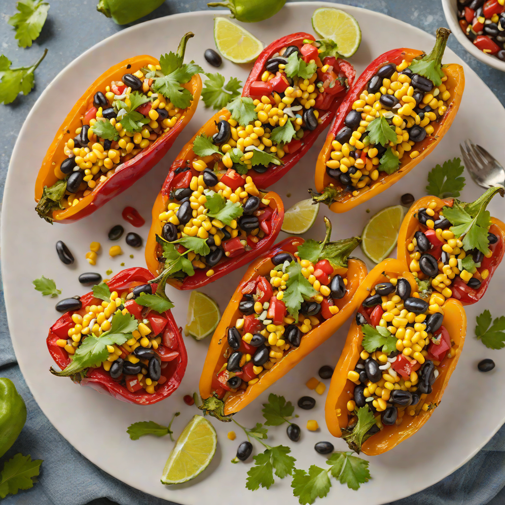 Baked Vegan Mexican-Style Stuffed Peppers with Black Beans and Corn