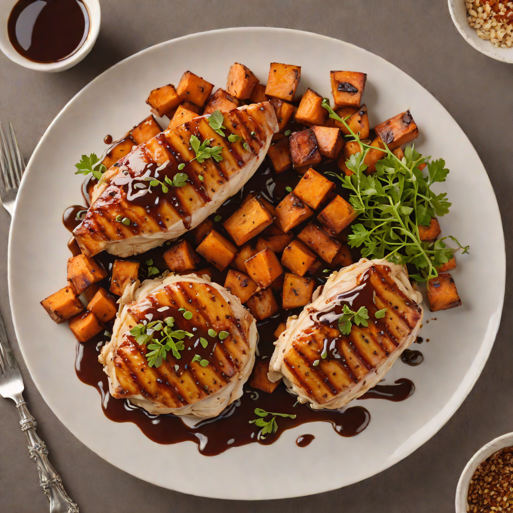 Pan-Seared Chicken with Maple-Balsamic Glaze and Roasted Sweet Potatoes