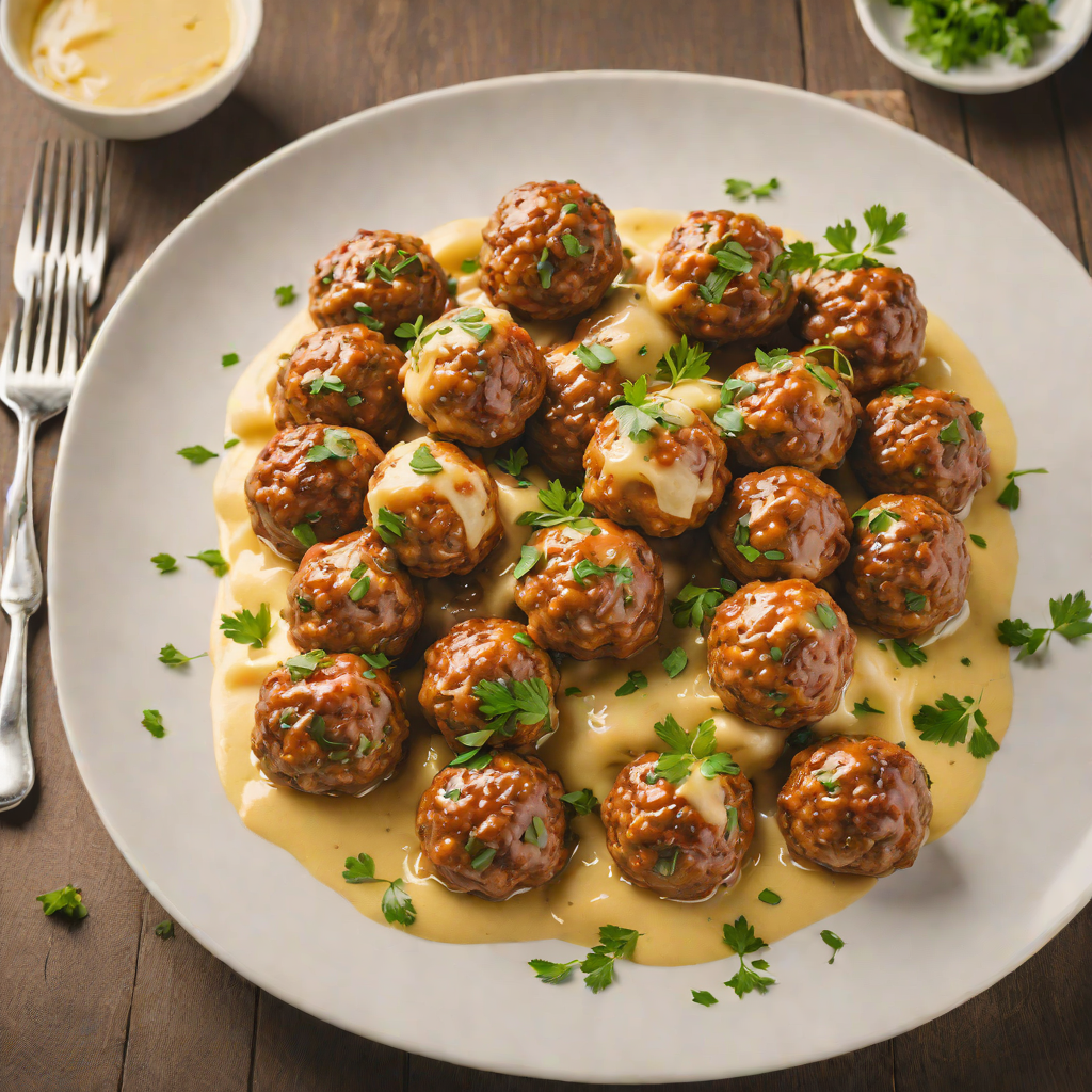 Cheese-Stuffed Meatballs in Garlic Butter Sauce