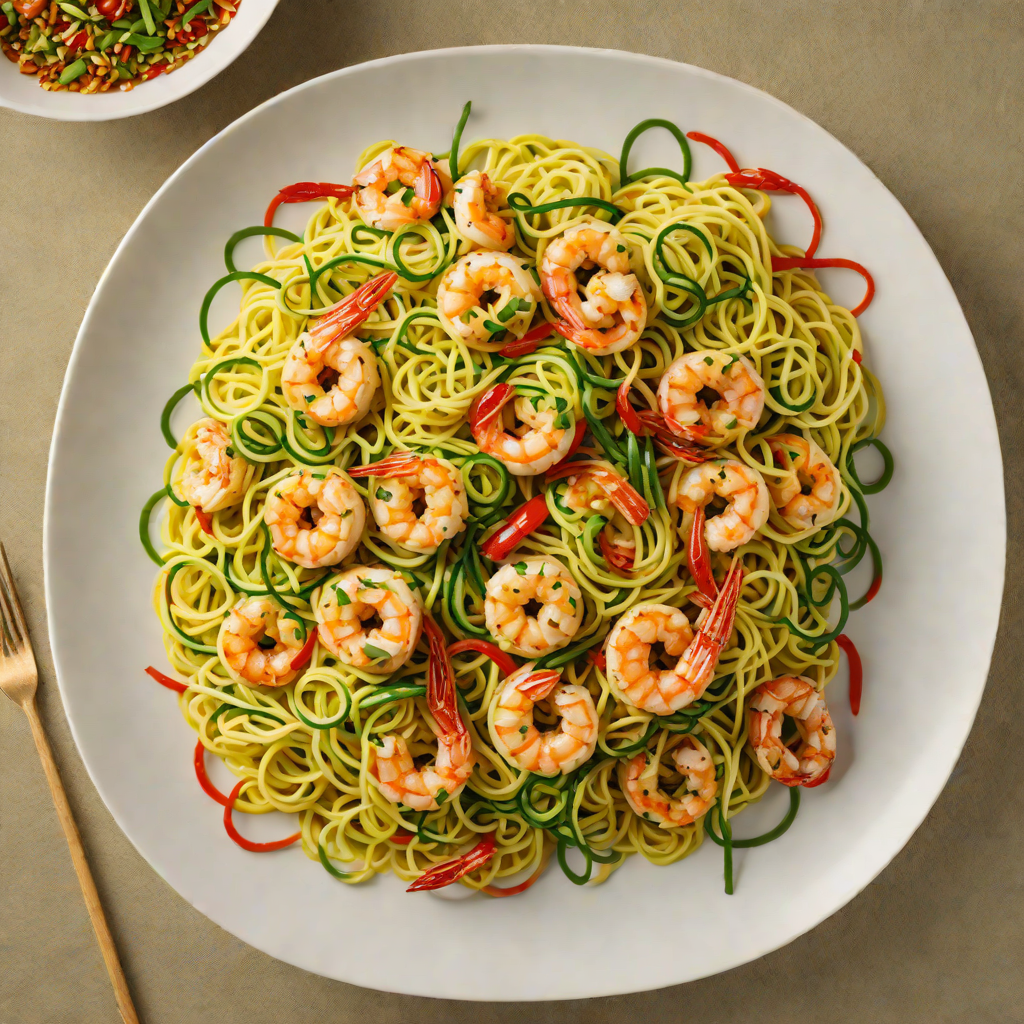 Zucchini Noodle Stir-Fry with Garlic and Ginger Shrimp