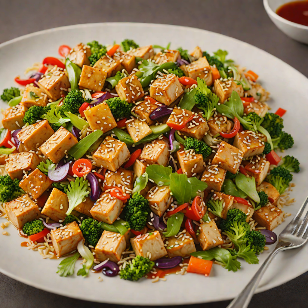 Sautéed Tofu and Vegetable Stir Fry with Ginger-Sesame Sauce