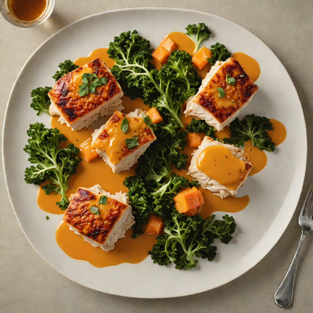 Pan-Seared Chicken Thighs with Roasted Carrot Puree and Sautéed Kale