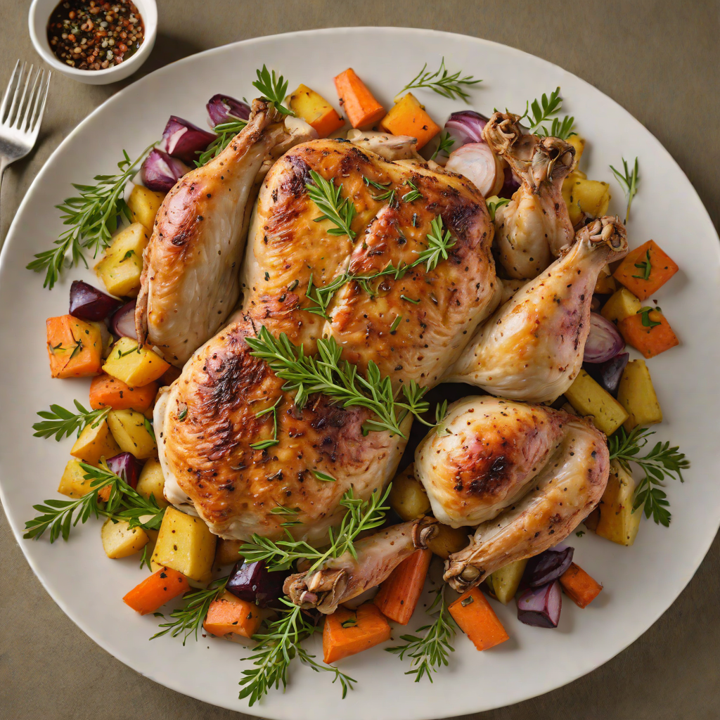 Mountain Herb-Rubbed Roast Chicken with Root Vegetables
