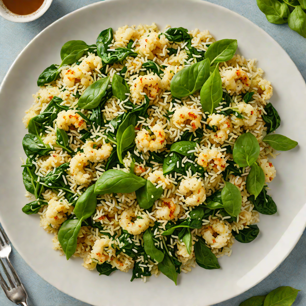 Sautéed Ginger-Sesame Cauliflower Rice with Spinach
