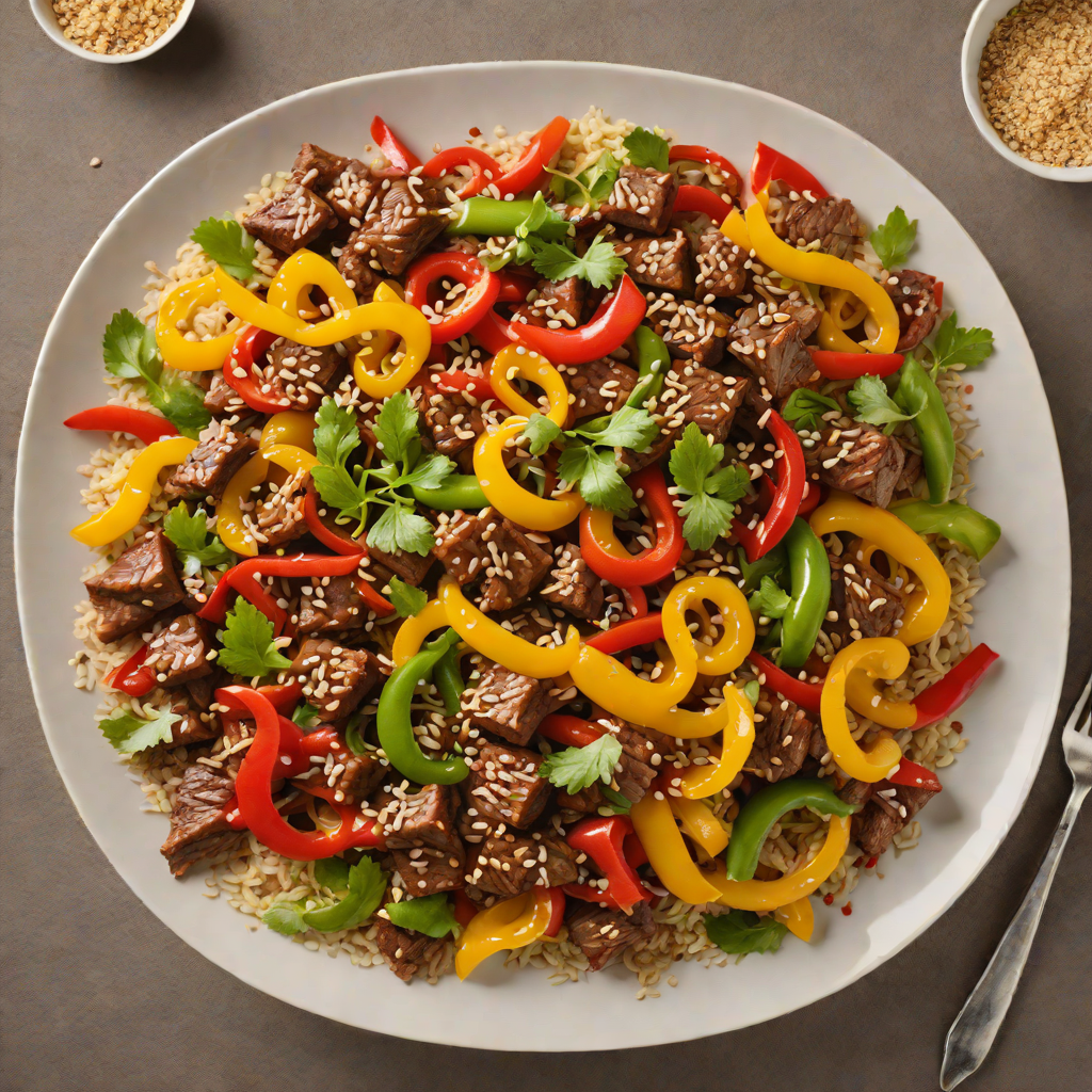 Spiced Beef Stir-Fry with Bell Peppers and Sesame Seeds