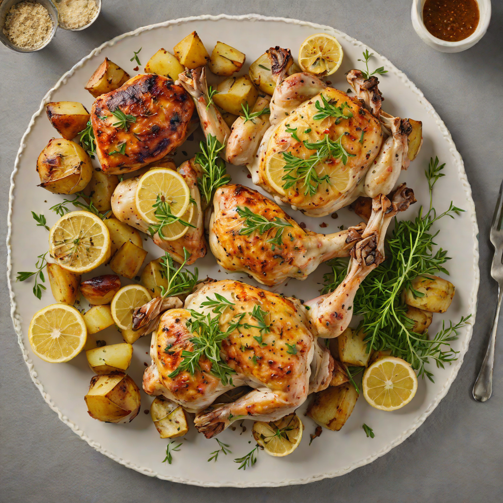 Baked Lemon-Thyme Chicken with Roasted Potatoes