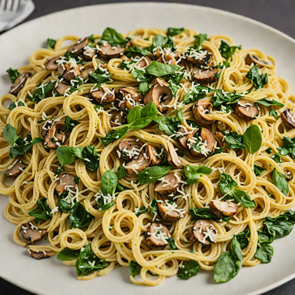 Sautéed Garlic Mushroom and Spinach Linguine
