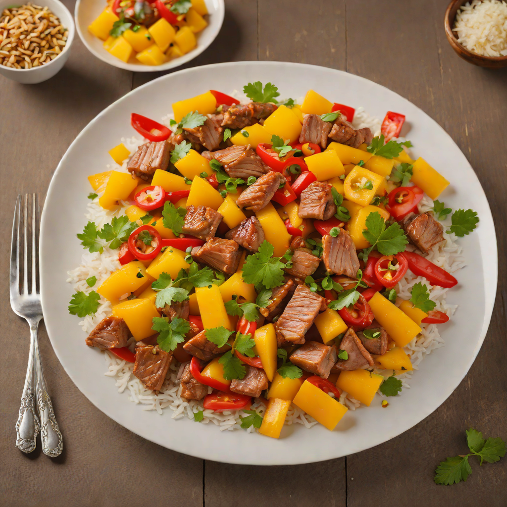 Stir-Fried Pork with Tropical Mango and Bell Pepper