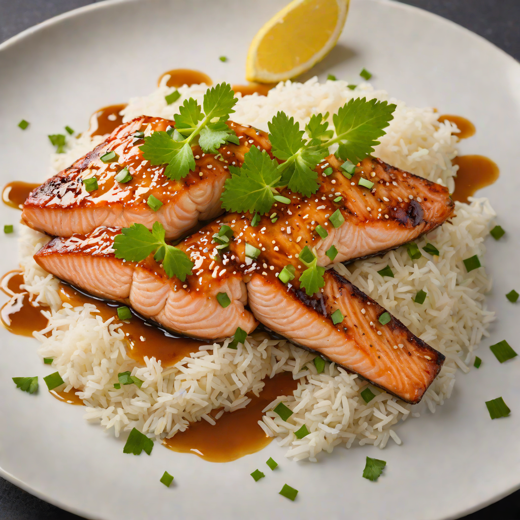 Soy-Ginger Glazed Salmon with Steamed Jasmine Rice