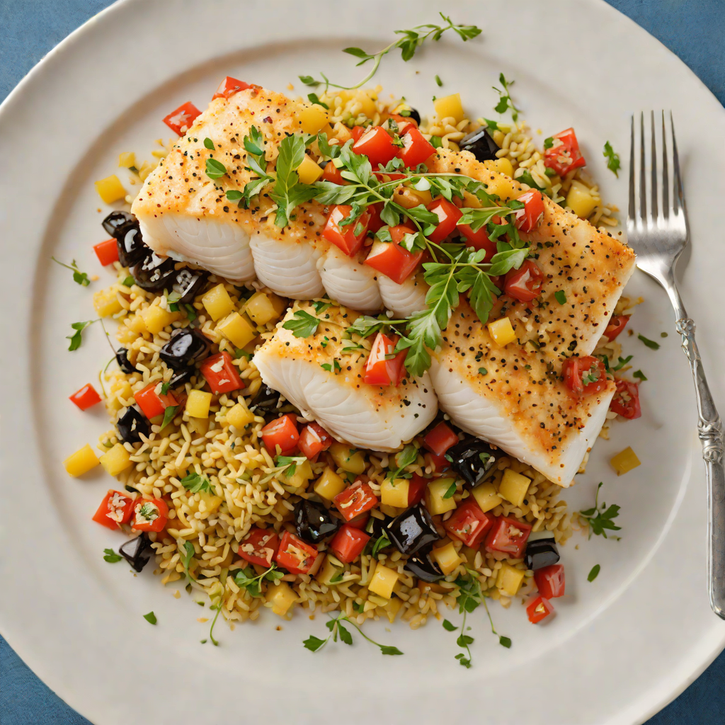 Baked Cod with Tomato-Olive Relish and Garlic Herb Crust