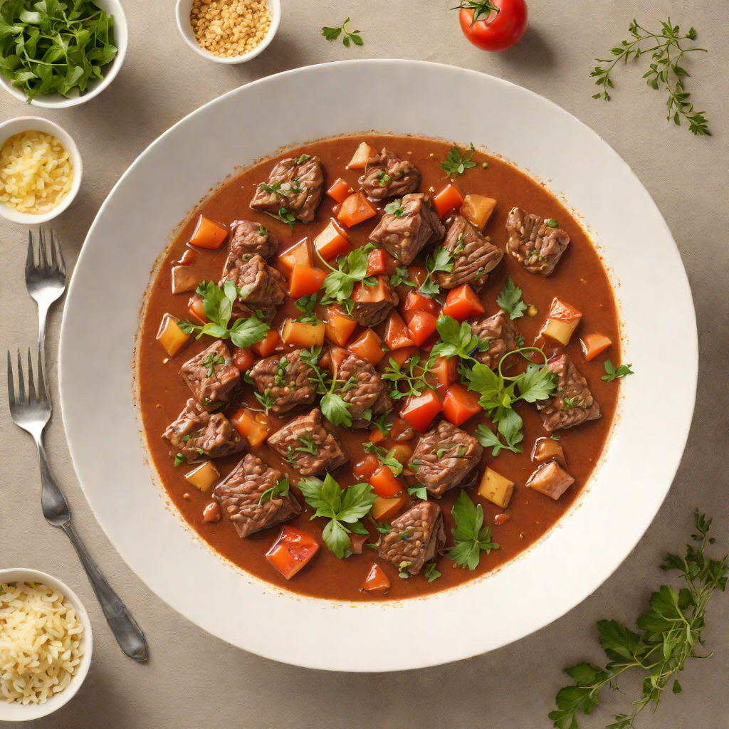 Low-Simmered Beef and Tomato Stew with Garlic and Herbs