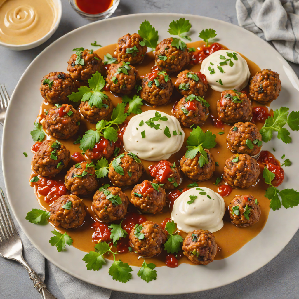 Sheet Pan Moroccan-Spiced Lamb Meatballs with Harissa Yogurt