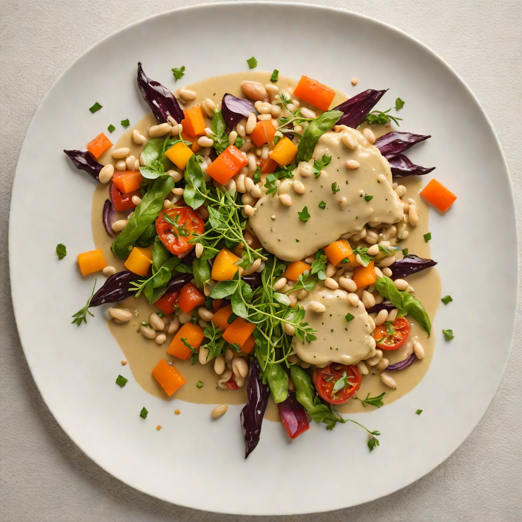 Sautéed Seasonal Vegetables with Herbed White Bean Purée