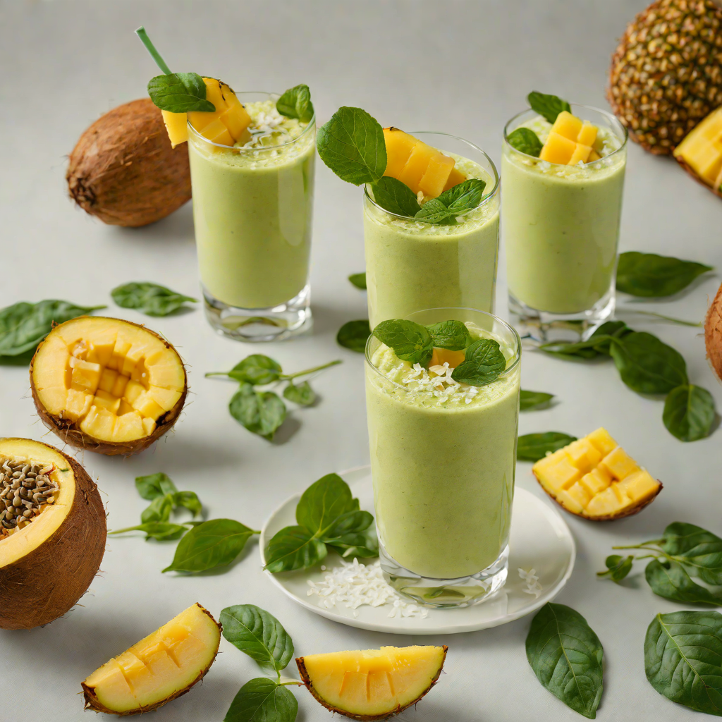 Mango-Pineapple Smoothie with Coconut and Spinach