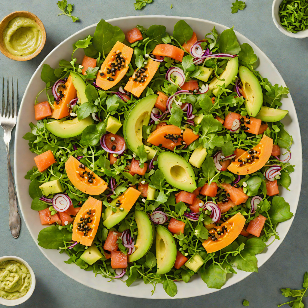 Papaya, Avocado, and Arugula Salad with Lime-Honey Dressing