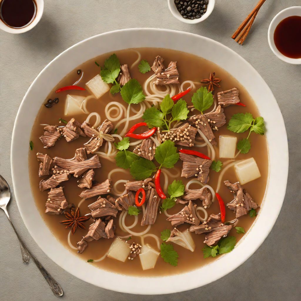 Pho-Inspired Beef Noodle Soup with Star Anise and Clove Broth