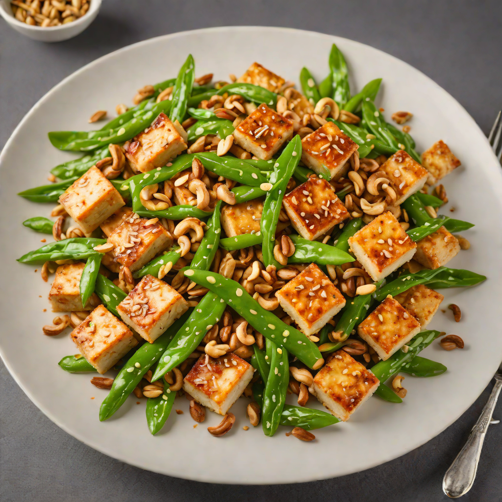 Spicy Stir-Fried Tofu with Snow Peas and Cashews