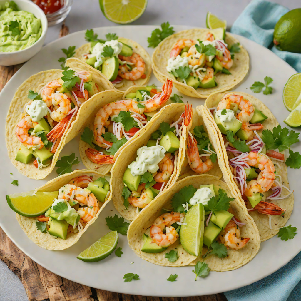 Sautéed Shrimp Tacos with Avocado-Cilantro Crema