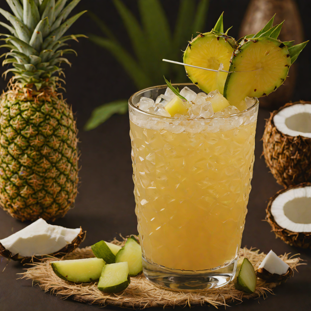 Tiki-Style Pineapple and Coconut Rum Cocktail