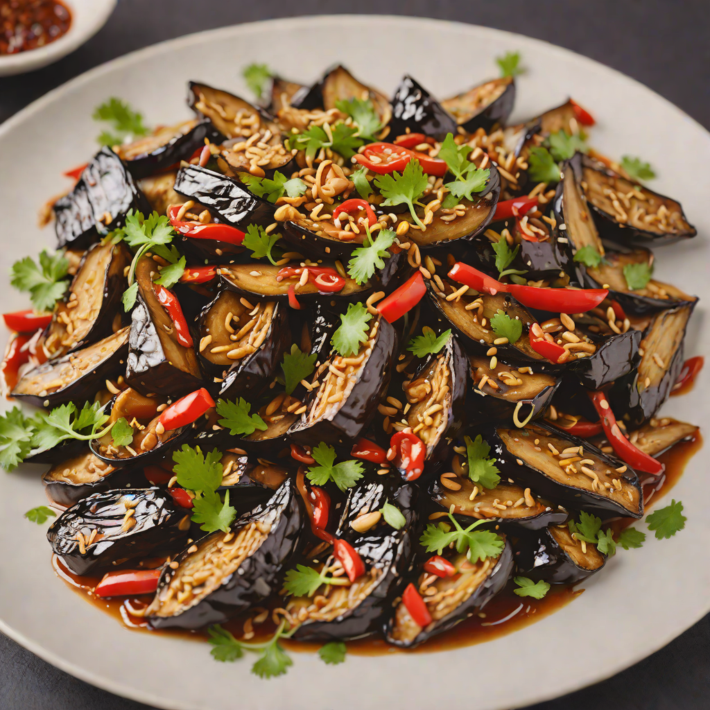 Wok-Tossed Eggplant with Garlic and Chili in Cantonese Style