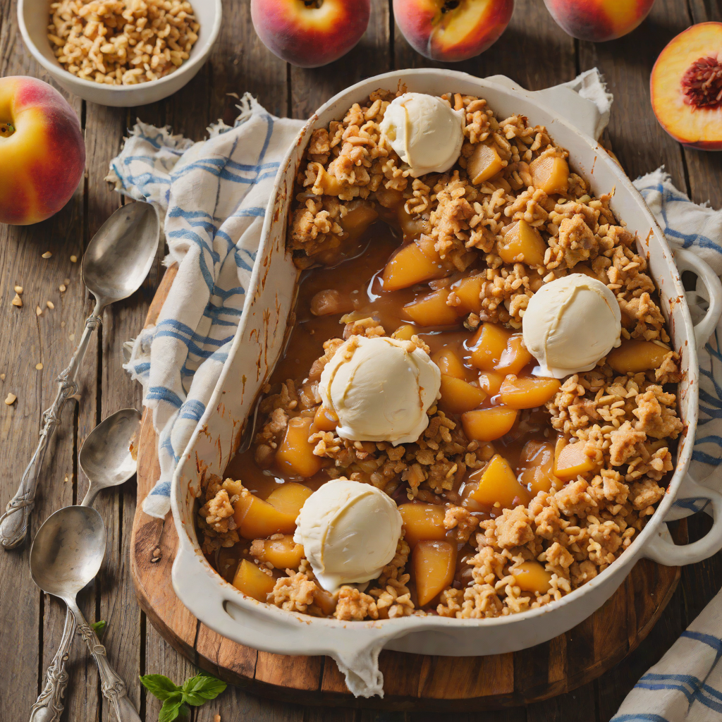 Microwave Peach Cobbler with Brown Sugar Biscuit Topping